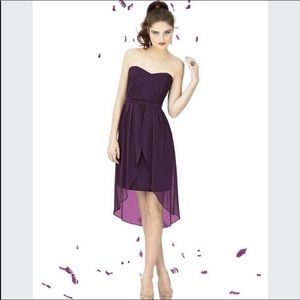 Social bridesmaids #8120 aubergine hi low cocktail strapless dress 8 NWT